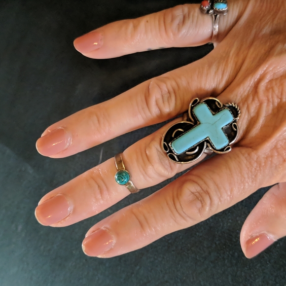 Turquoise sterling silver ring size 4.75 - Picture 4 of 5